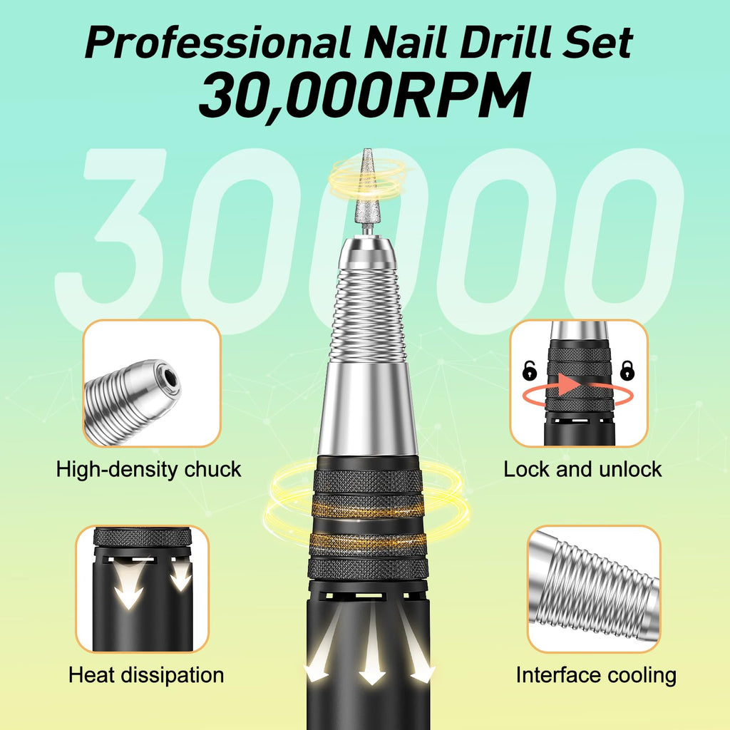 JIASHENG 30,000 RPM Nail Drill – Pro E-File Kit (Grey)