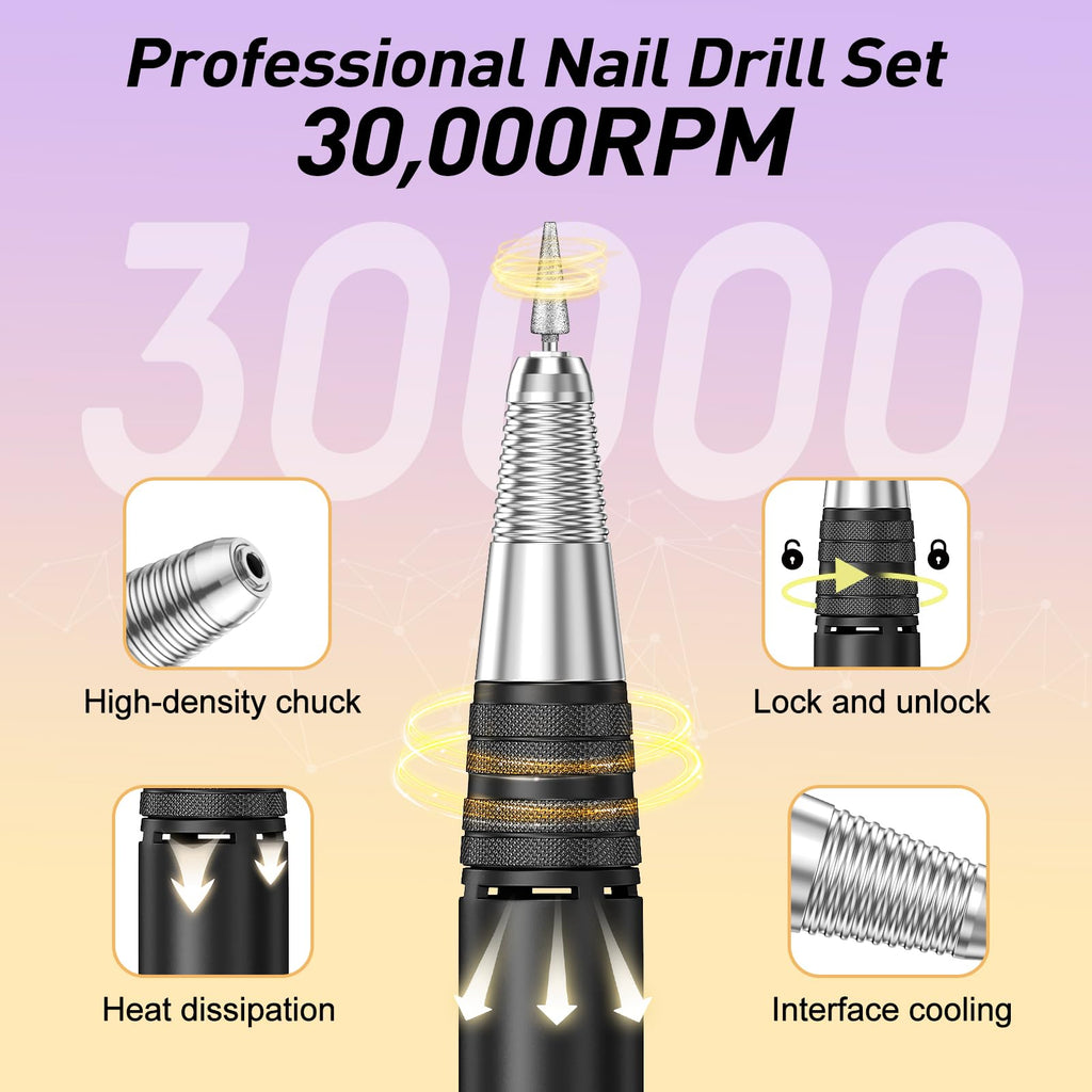 Jiasheng Professional Nail Drill – 30000rpm Efile for Acrylic & Gel