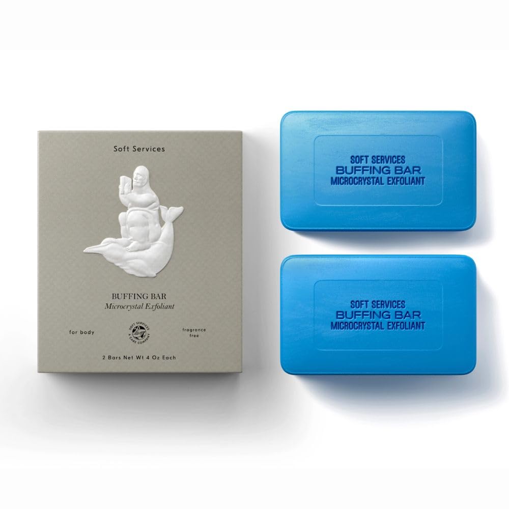 JIGME CALA SOFT.SERVICESS Buffing Bar – Microcrystal Exfoliating Body Bar for KP & Ingrown Hair (2 Pack, 7.5 oz each)