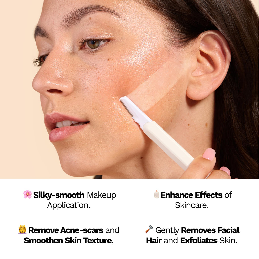 JILL Dermaplane Starter Kit for Women in Rose – All-in-One Facial Razor & Exfoliating Set