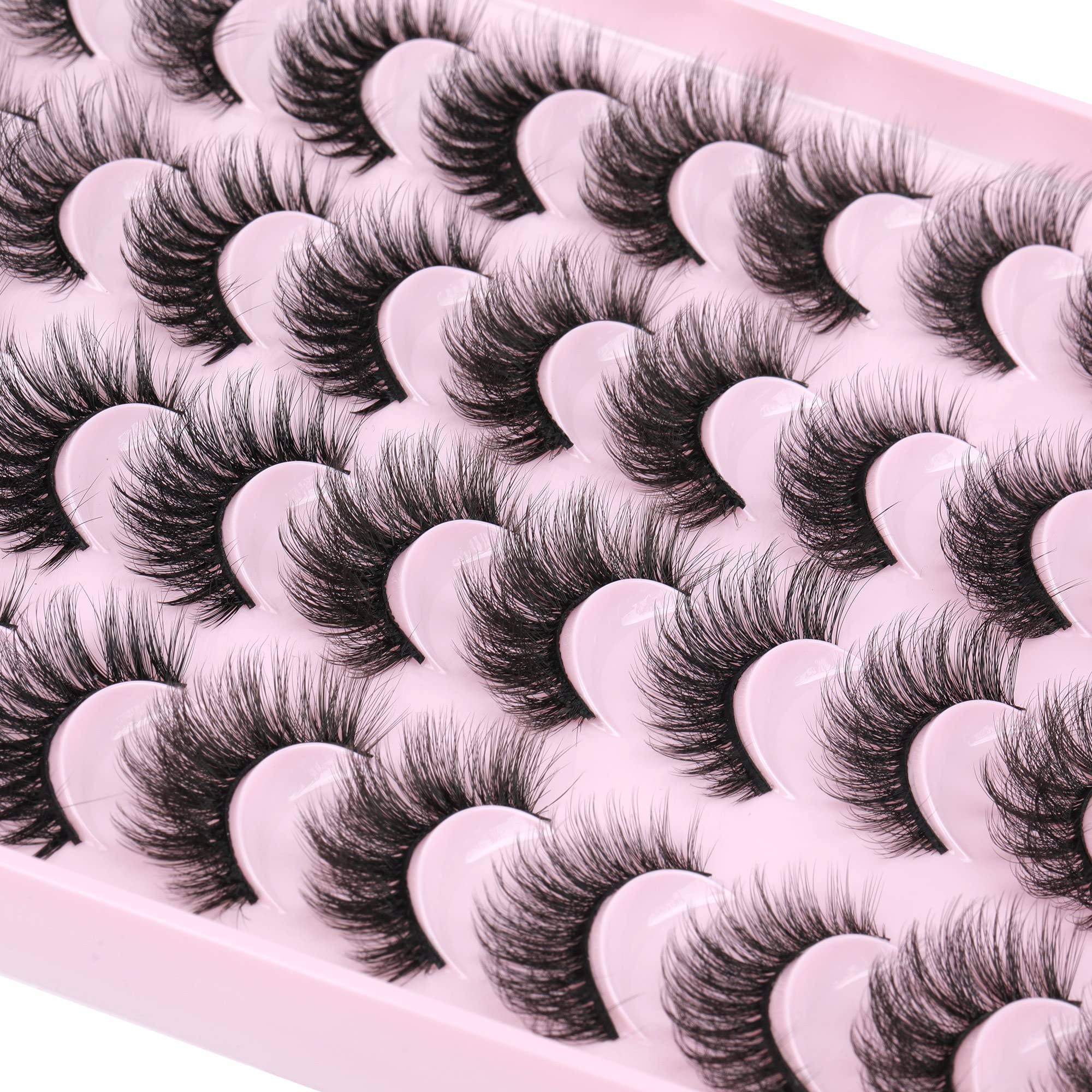 JIMIRE False Eyelashes – Natural Fluffy Wispy 5D 14–18mm (20 Pairs)