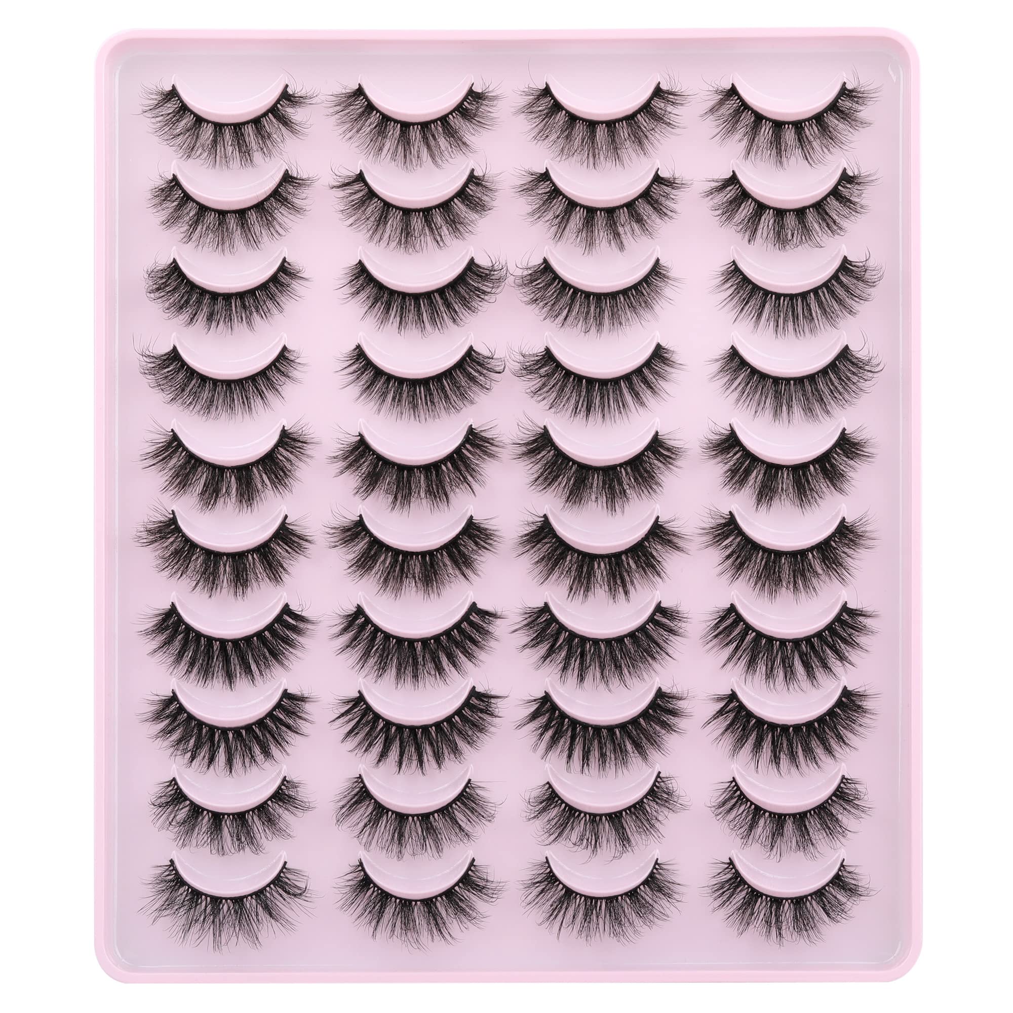 JIMIRE False Eyelashes – Natural Fluffy Wispy 5D 14–18mm (20 Pairs)