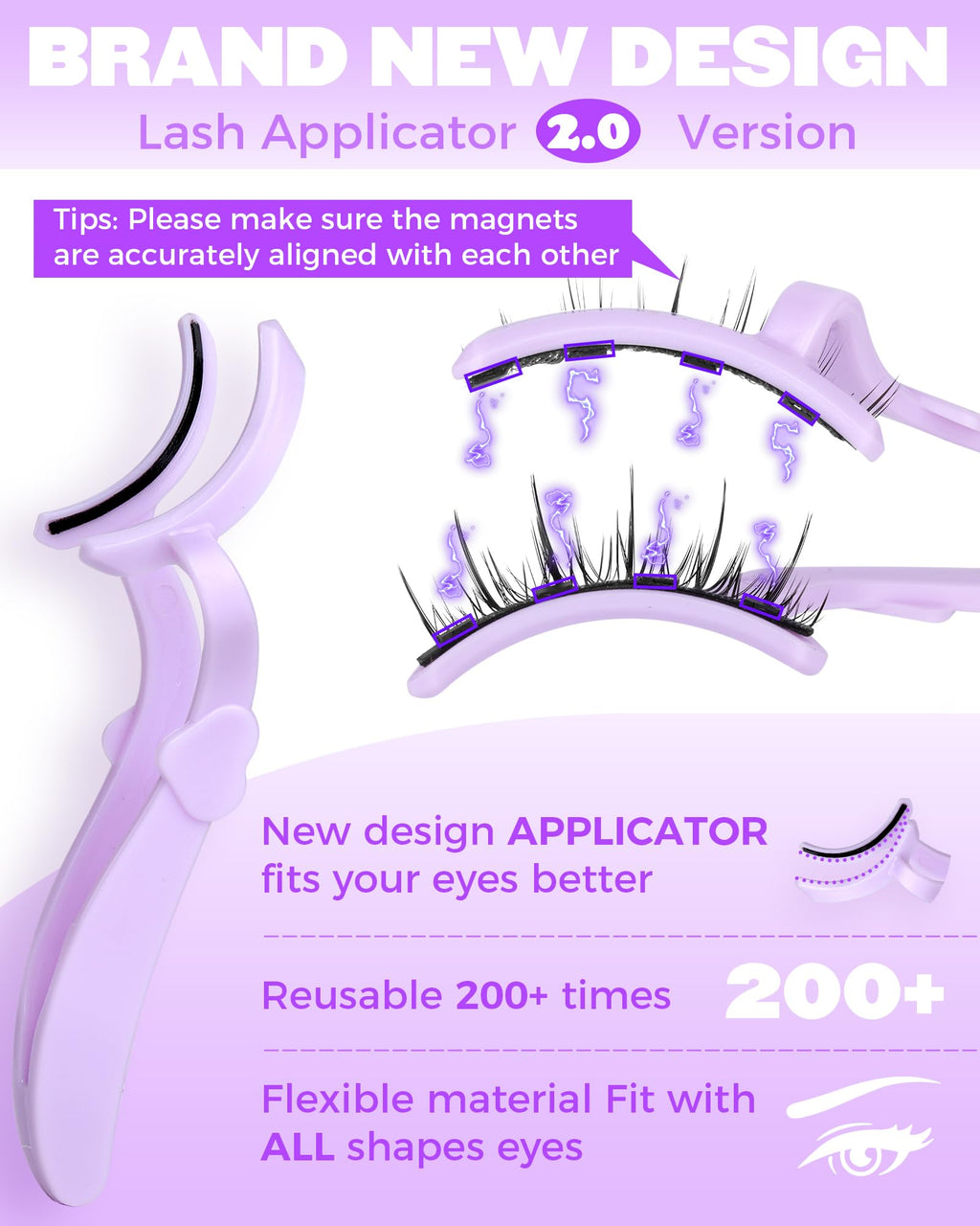Jimire Cat Eye Magnetic Eyelashes – Natural Look, Reusable with Applicator