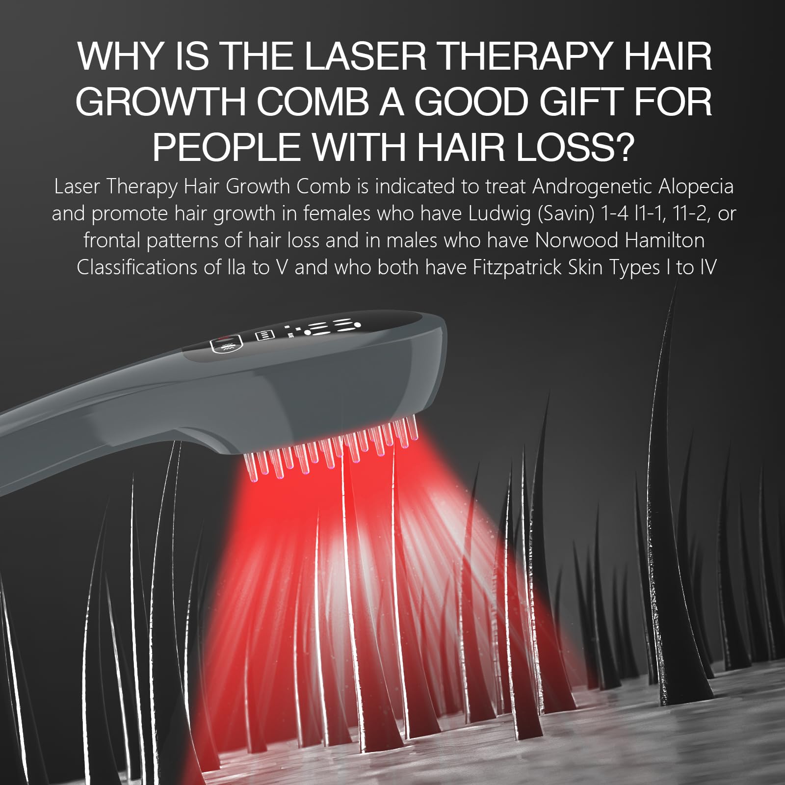 Jitesy Laser Therapy Hair Growth Comb – Red Light Therapy for Hair Growth at Home