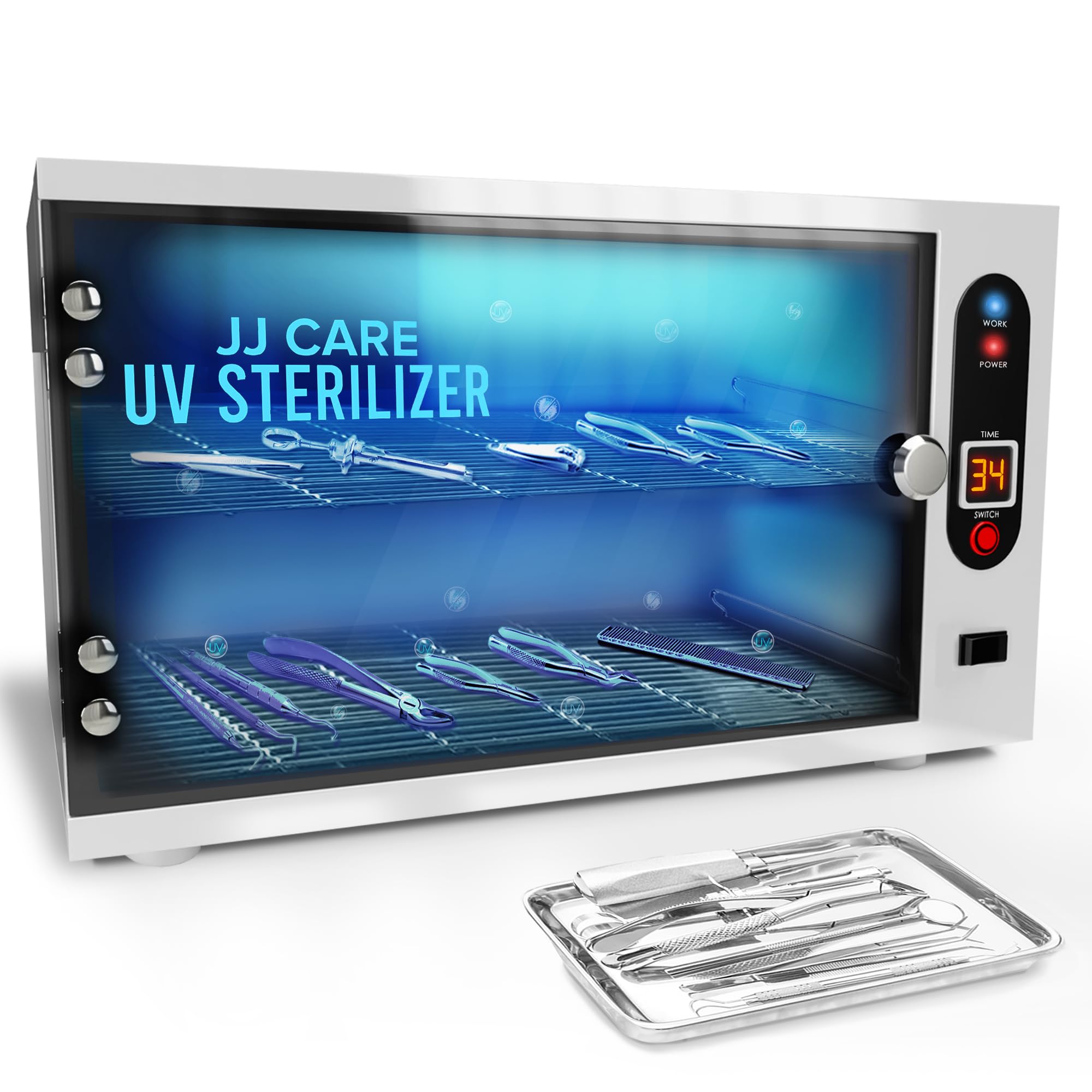 JJ CARE UV Sterilizer 8L | 99% Killing Efficiency, LED Timer, Tabletop Cabinet
