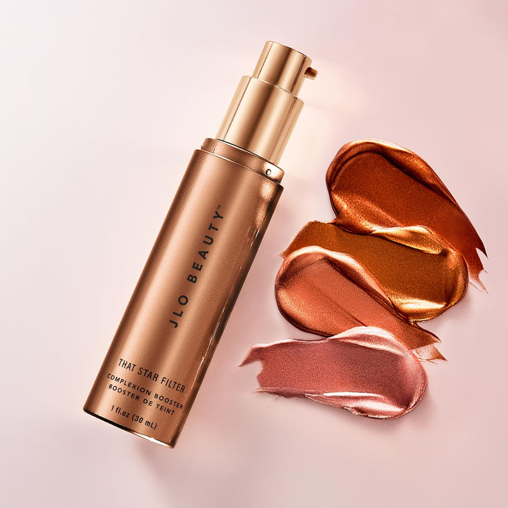 JLO BEAUTY Complexion Booster: Pink Champagne Highlighter & Bronzer – Lightweight Vitamin E Primer