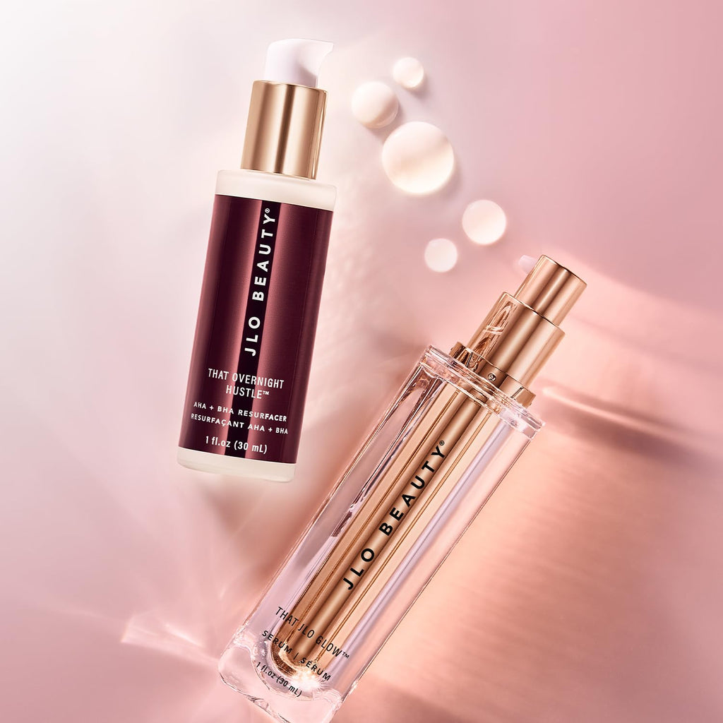 JLO BEAUTY Day & Night Serum Set – Hydrating, Firming & Exfoliating with AHA/BHA, Hyaluronic Acid (1 oz Each) | Travel Size