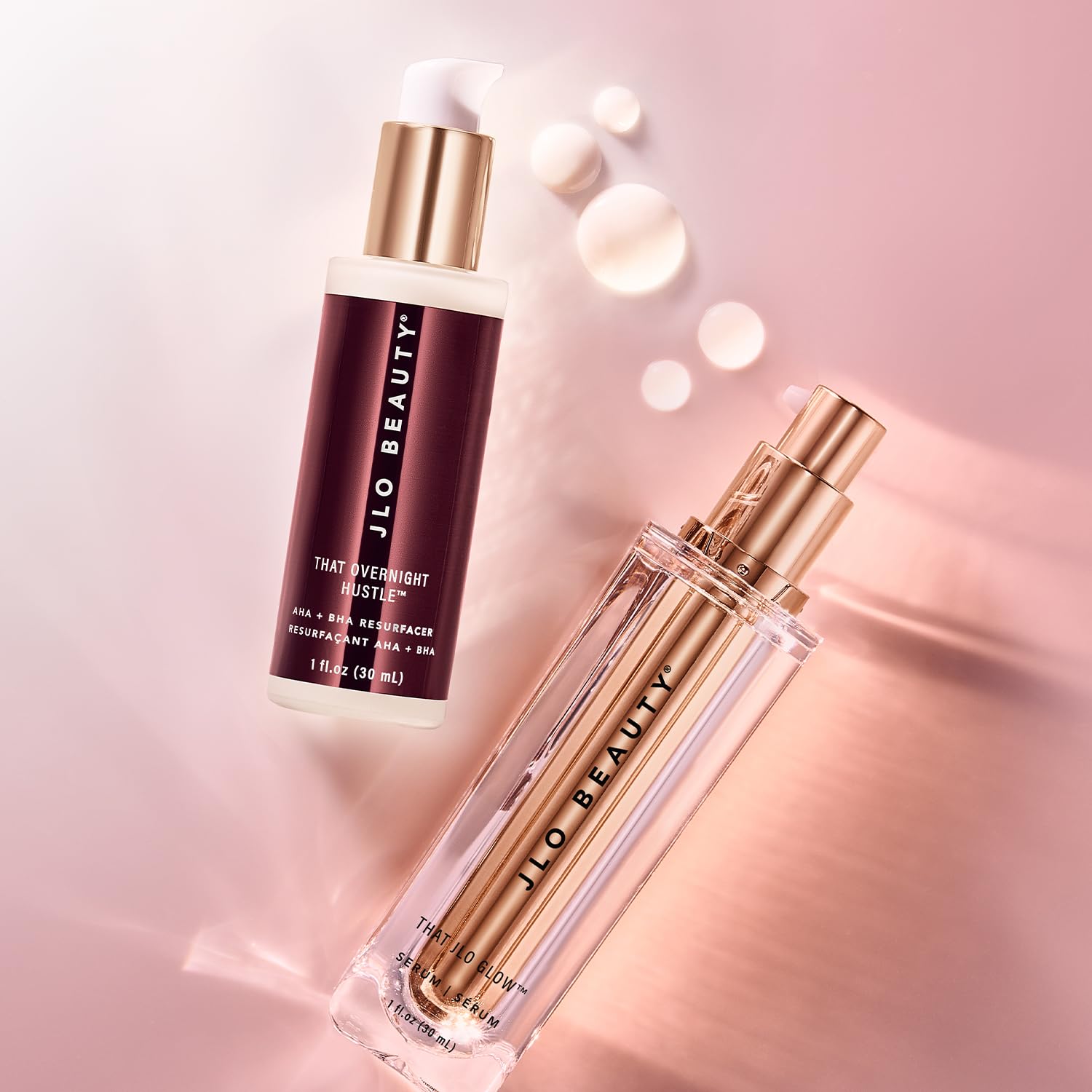 JLO BEAUTY Day & Night Serum Set – Hydrating, Firming & Exfoliating with AHA/BHA, Hyaluronic Acid (1 oz Each) | Travel Size