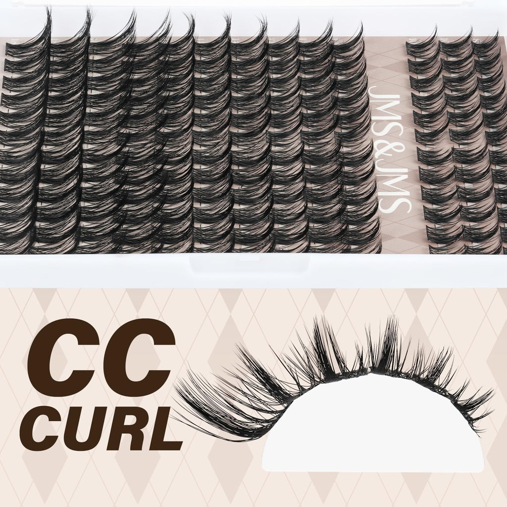 JMS&JMS 156Pcs Lash Clusters CC Curl 8-18mm | DIY Wispy Lashes with Soft Band