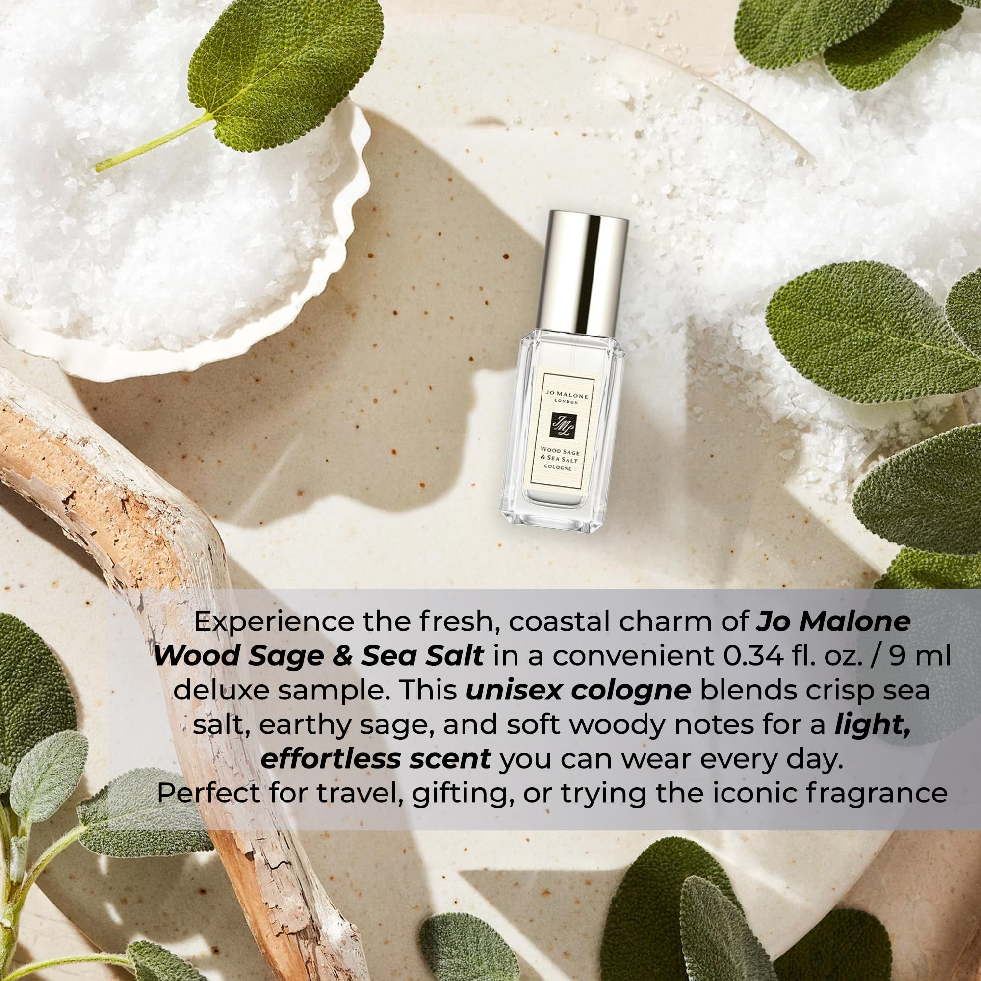 Jo Malone Wood Sage & Sea Salt Deluxe Sample 9ml – Unisex Fragrance with Credit
