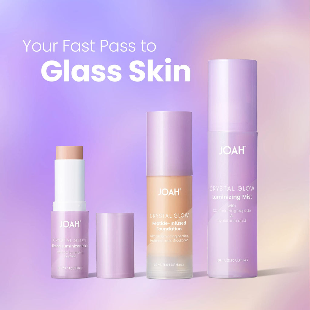 JOAH Crystal Glow Peptide-Infused Foundation – 2-in-1 Primer, Luminizer & Hydration