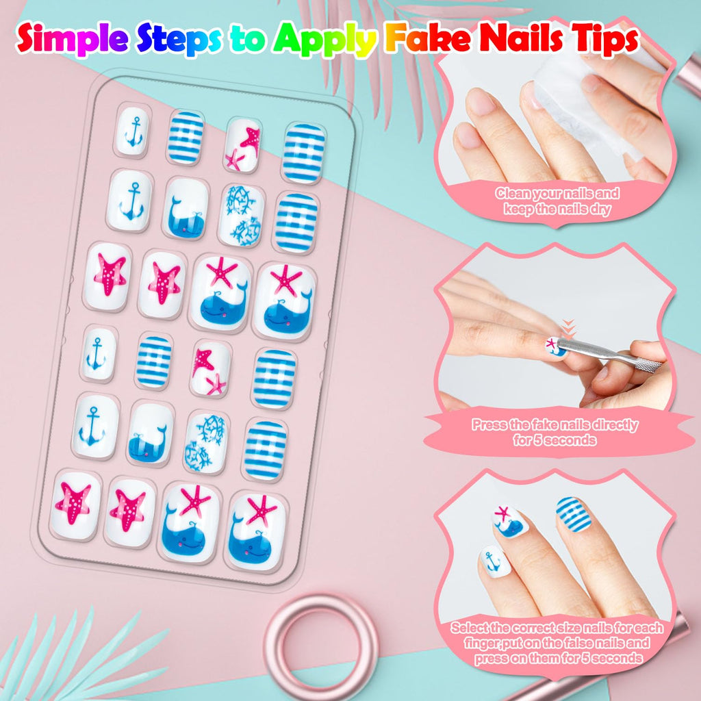 JOAOYO 240 Pieces Kids Fake Nails | Pre-Glued Press-On Nails for Girls