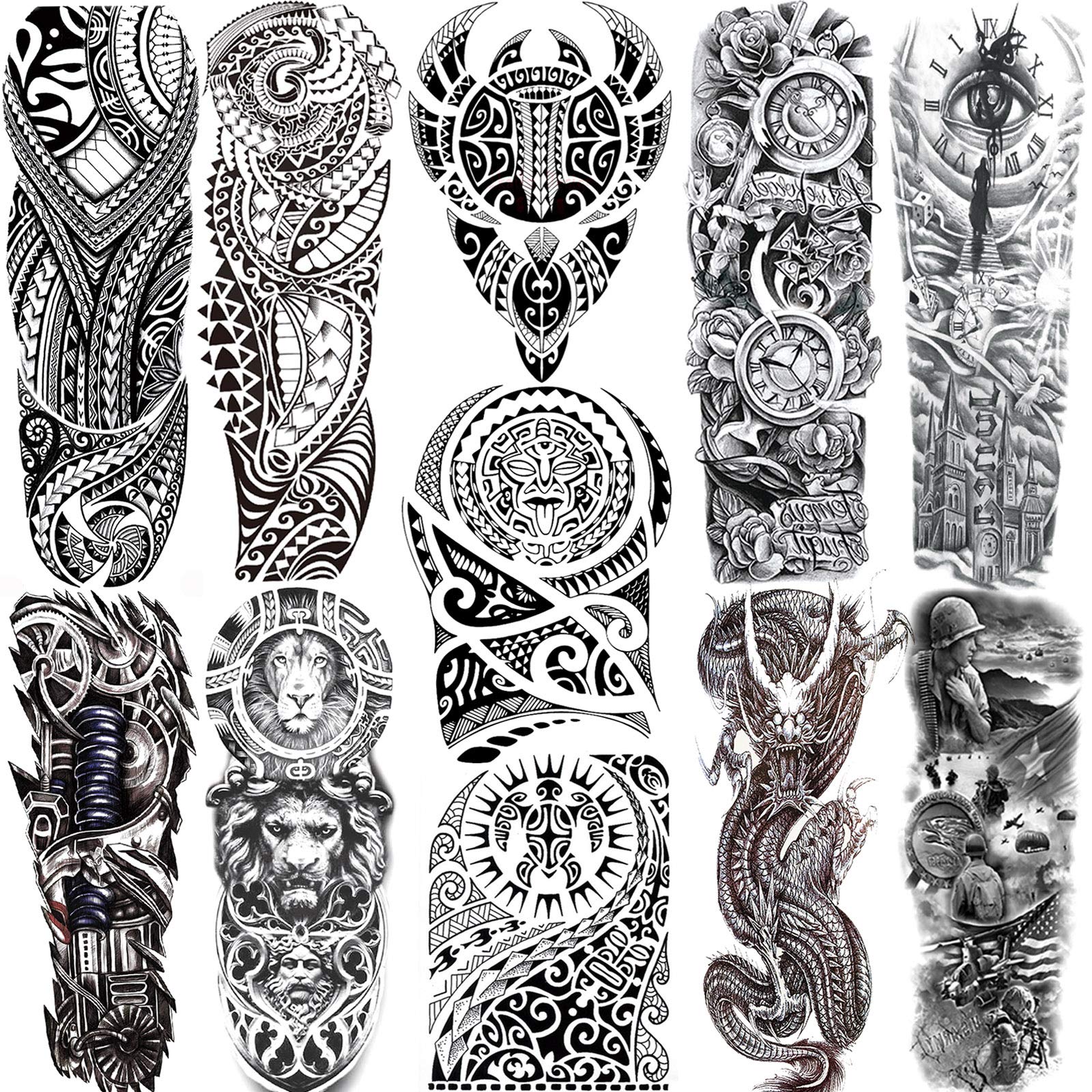 JOEHAPY NEZAR Maori Temporary Tattoo Sleeve – 11 Sheets, Waterproof, Long-Lasting