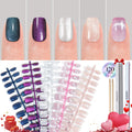 Jofay Fashion Cat Eye Press On Nails Short – 120 Pcs Glitter Galaxy & Chasing Light