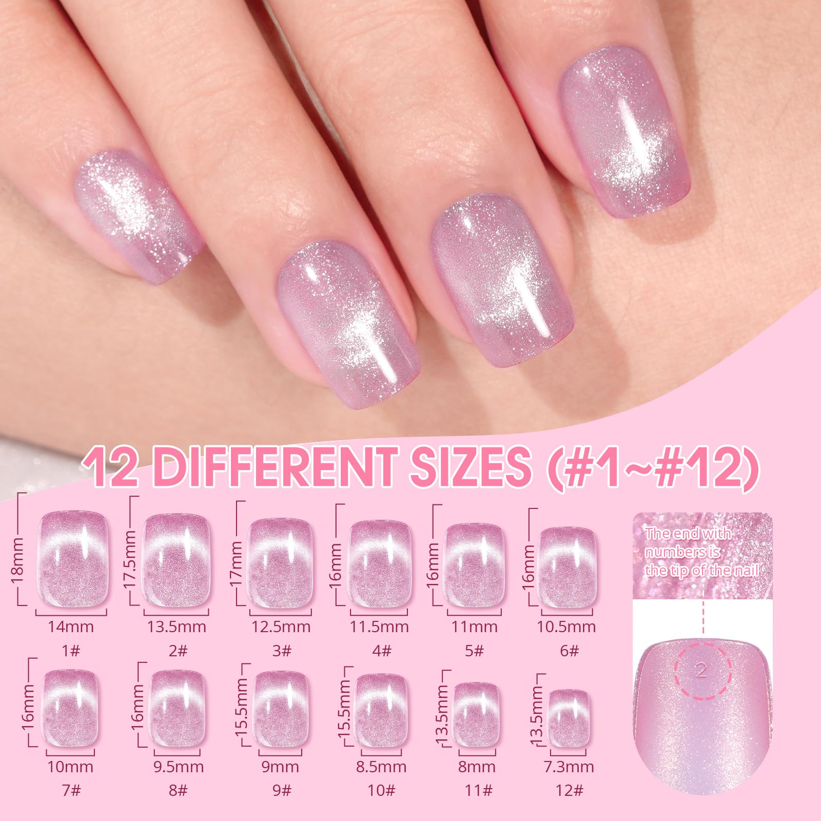 Jofay Fashion Press On Nails Short – 10 Styles, 240Pcs Cat Eye & French Tip