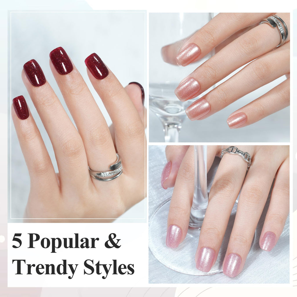 Jofay Fashion Press-On Nails – 160Pcs Valentines Nails with 5 Glitter Styles, 16 Sizes, Reusable Glue-On Nails