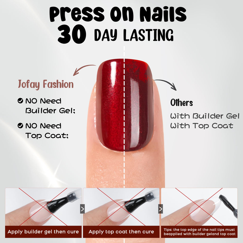Jofay Fashion Press On Nails Short Dark Purple – Chrome Square, 160pcs Soft Gel Kit | 16 Sizes