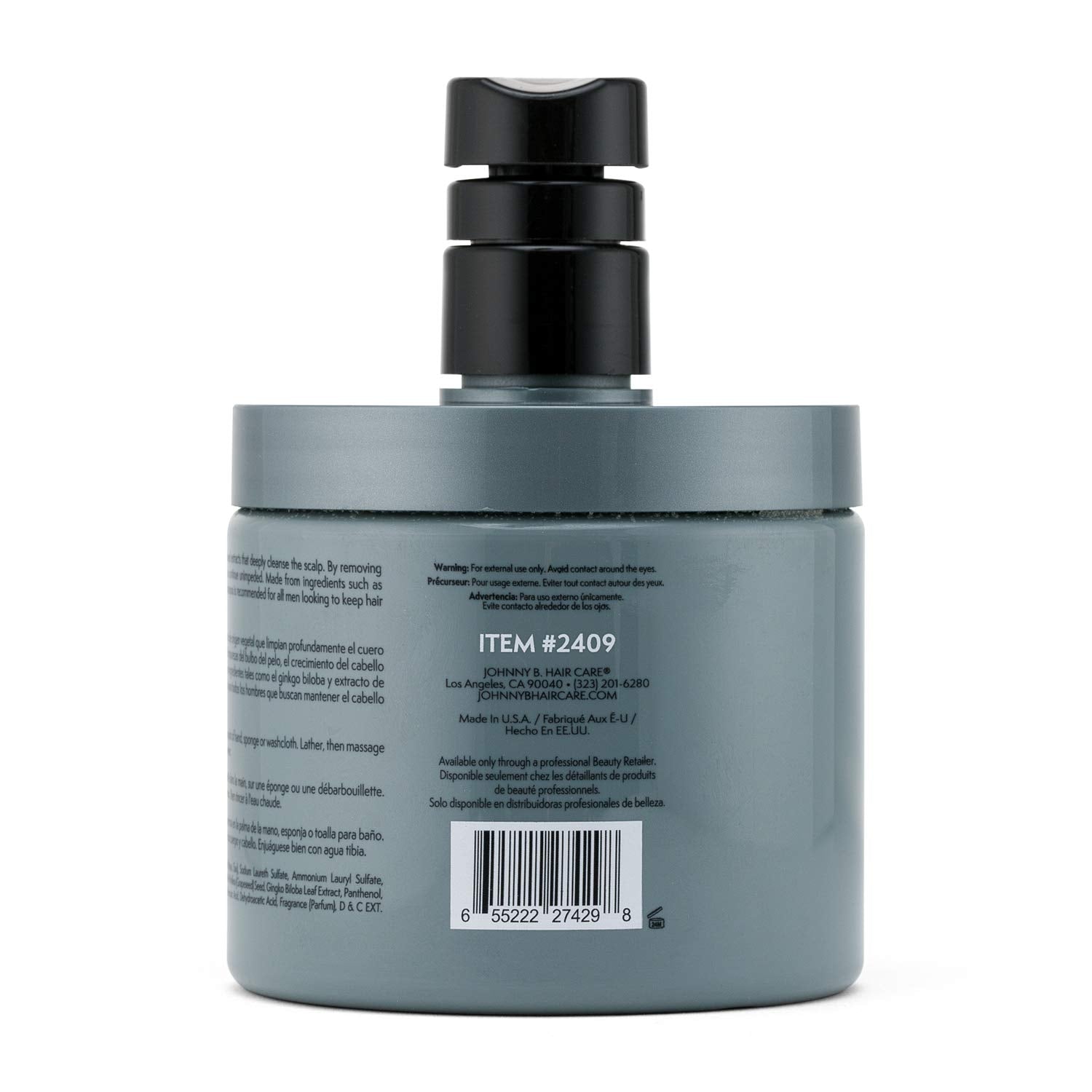 Johnny B. Professional Grow Hair Shampoo 16 oz – Plant-Based Scalp Cleanser for Fuller-Looking Hair