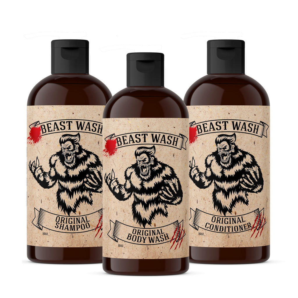 Johnny Slicks Beast Shower Set – Organic Shampoo, Body Wash & Conditioner | Original Scent