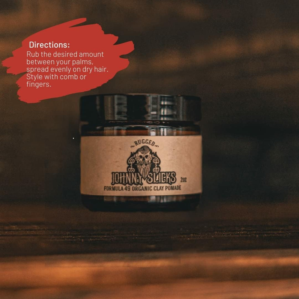 Johnny Slicks Formula 49 Clay – All Organic Pomade | Firm Hold & Matte Finish