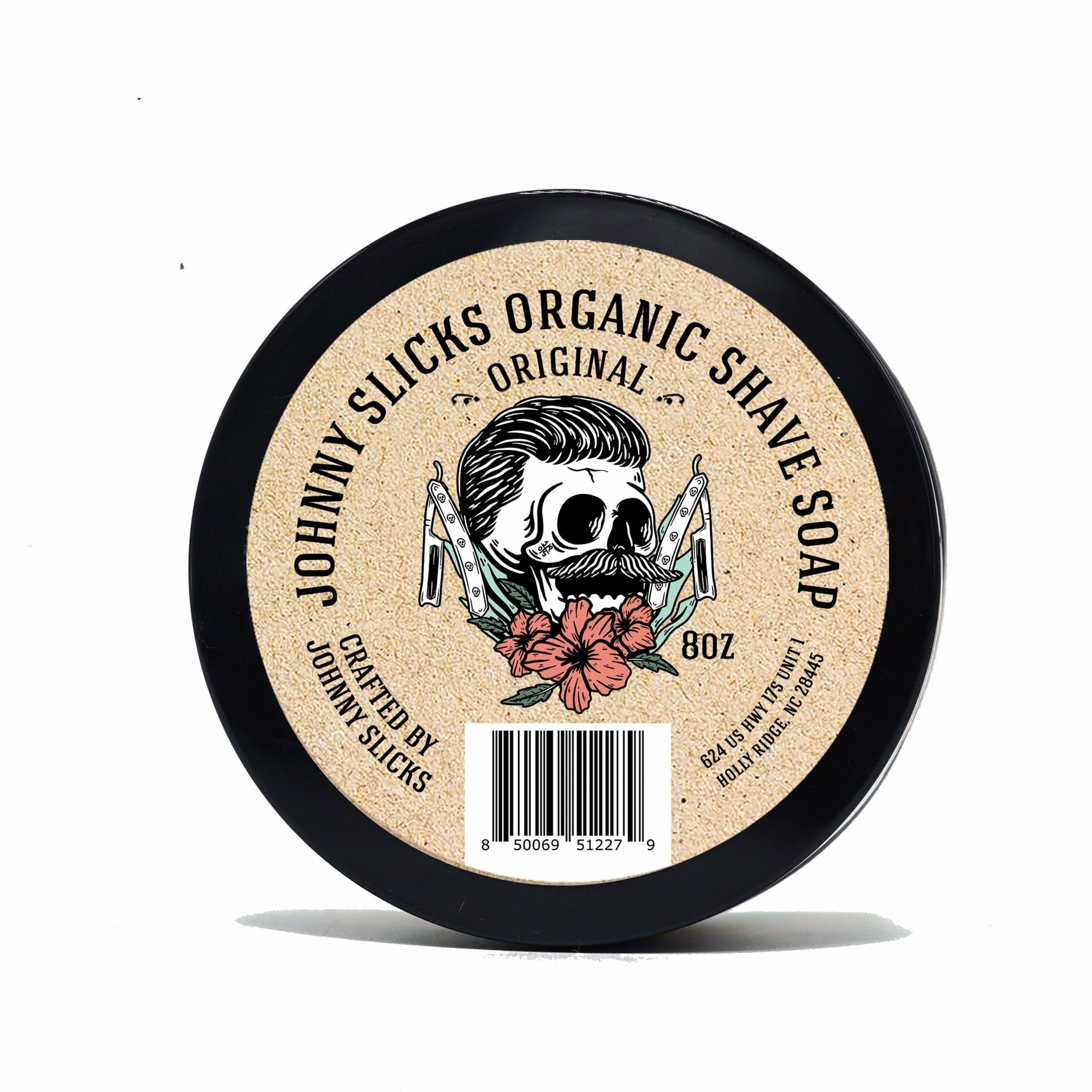 Johnny Slicks Organic Shave Soap – Smooth Shave with Shea, Tea Tree & Jojoba (8 oz)