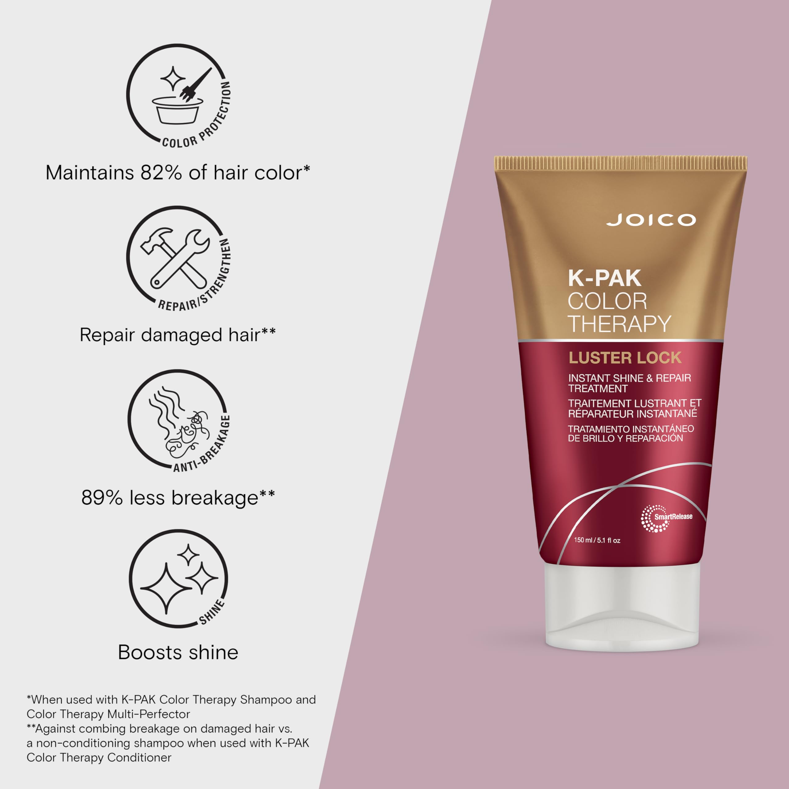 Joico K-PAK Color Therapy Luster Lock – Instant Shine & Repair (2 x 4.7 oz) with Keratin & Argan Oil