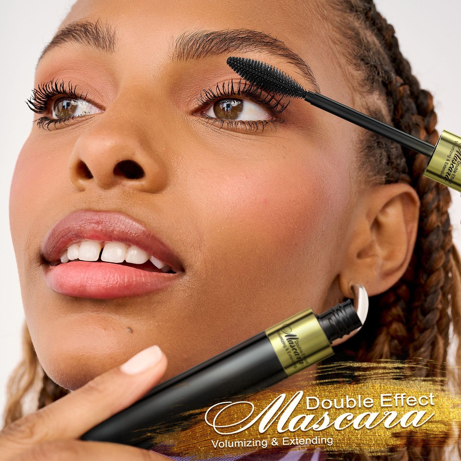 Jokmbzry Mascara – Long-Lasting Volume & Length, Waterproof & No Clump, 2-in-1 Dual-Brush