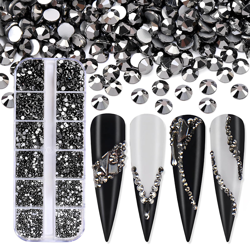 Jollin 3600pcs Flatback Glass Rhinestones for Nail Art (SS4–SS12)