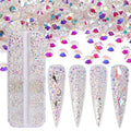 Jollin 3600pcs Flatback Rhinestones – Glass Gems for Nail Art, 6 Sizes SS4-SS12, Transparent AB