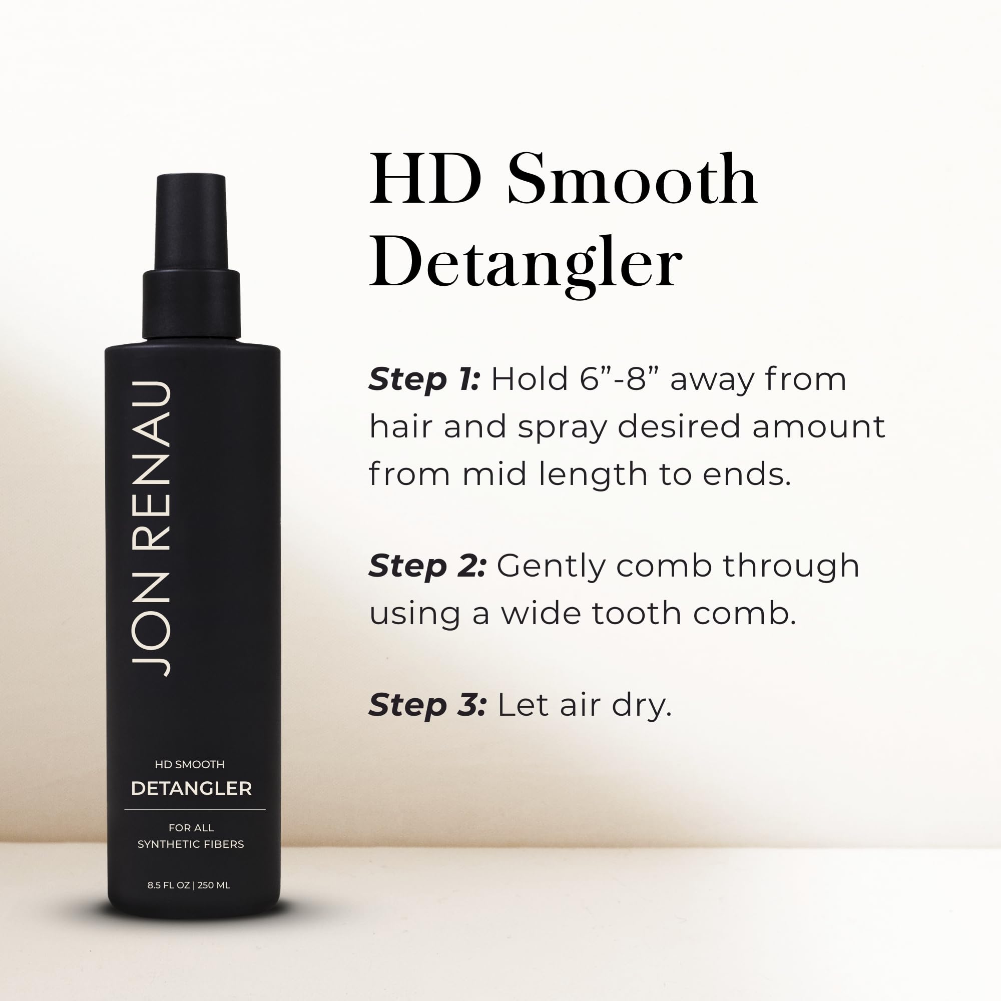 Jon Renau HD Smooth Detangler – Leave-In Spray for Synthetic Wigs & Extensions | Frizz Control & Easy Detangling | 8.5 oz