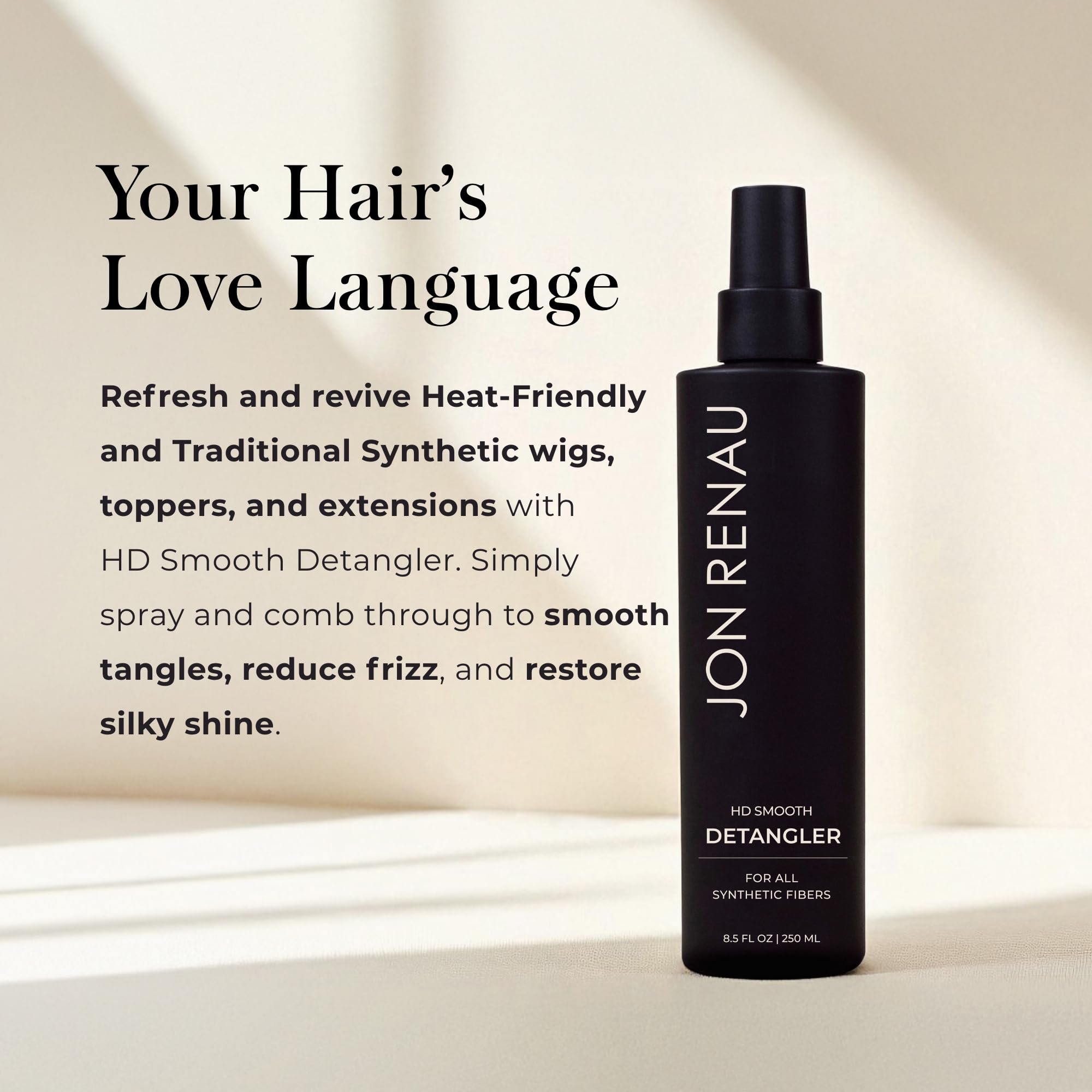 Jon Renau HD Smooth Detangler – Leave-In Spray for Synthetic Wigs & Extensions | Frizz Control & Easy Detangling | 8.5 oz