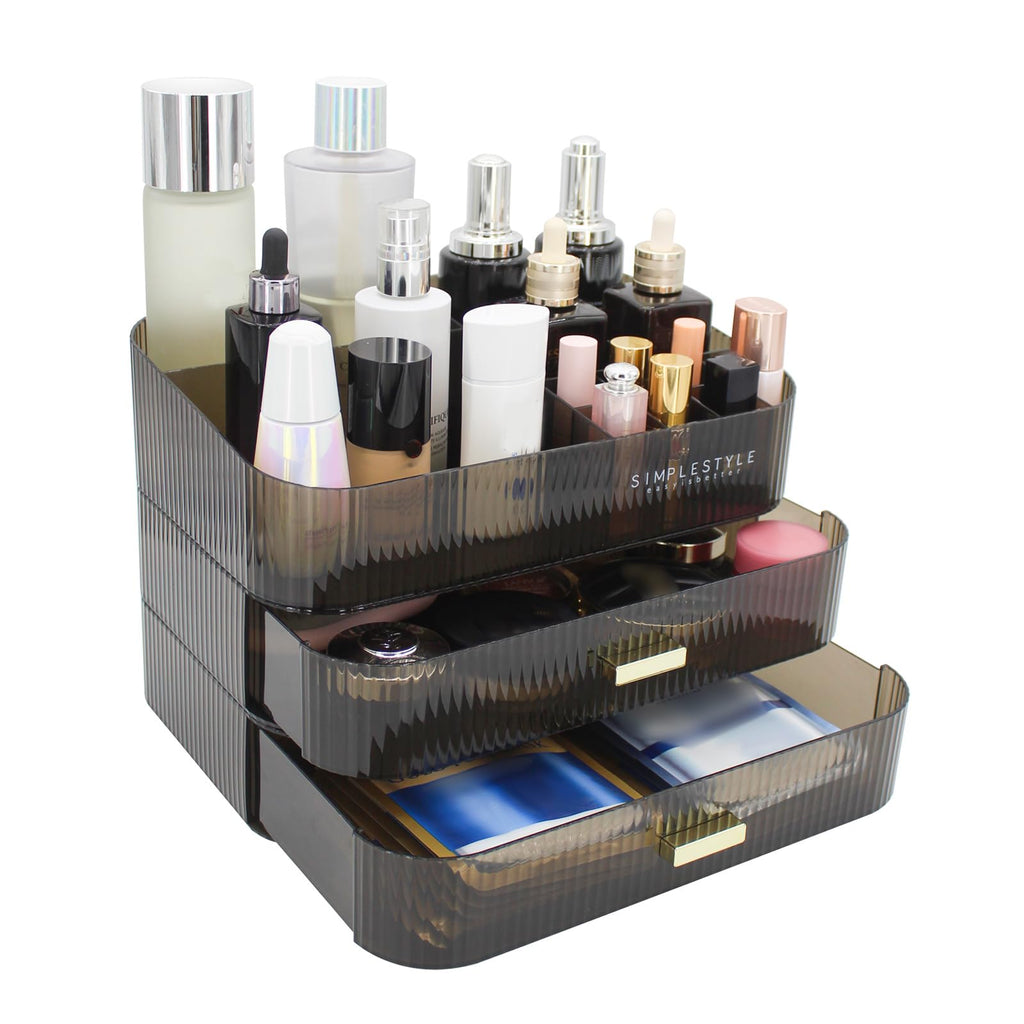 JONKASIPA Makeup Organizer with 2 Drawers – Large Vanity Storage, Black