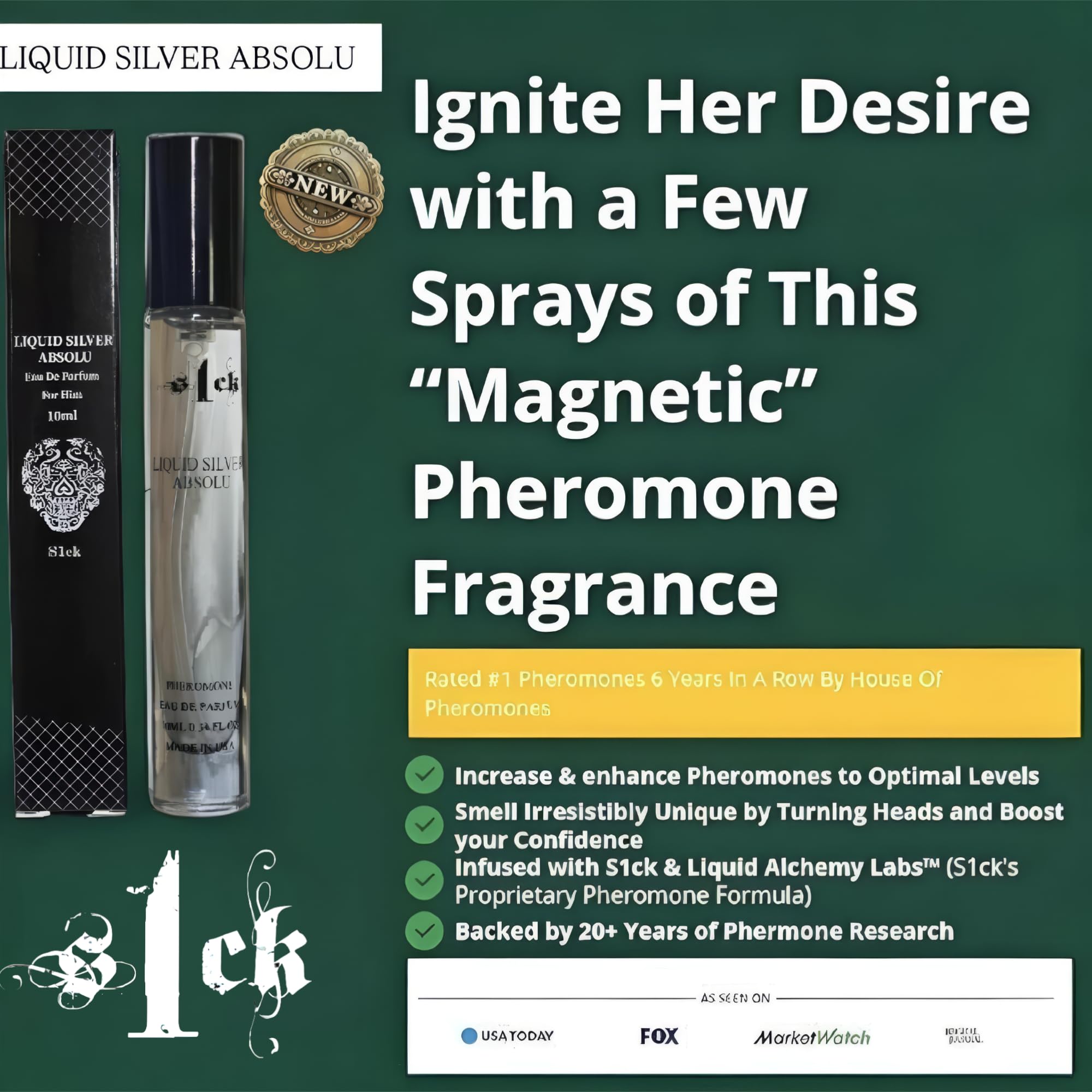 Jonny Truelove S1CK Liquid Silver Absolu – 3x Aged Pheromone Cologne for Men (USA-Made)