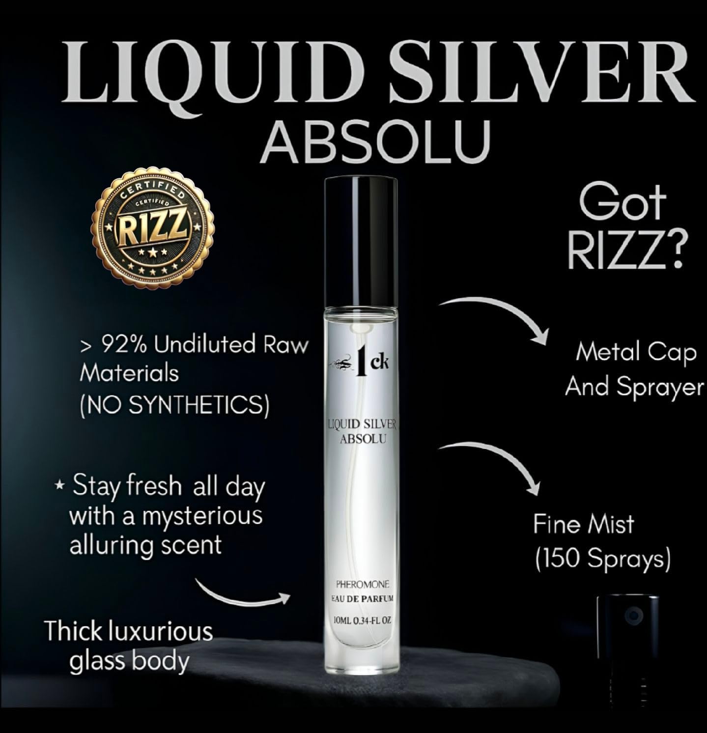 Jonny Truelove S1CK Liquid Silver Absolu – 3x Aged Pheromone Cologne for Men (USA-Made)