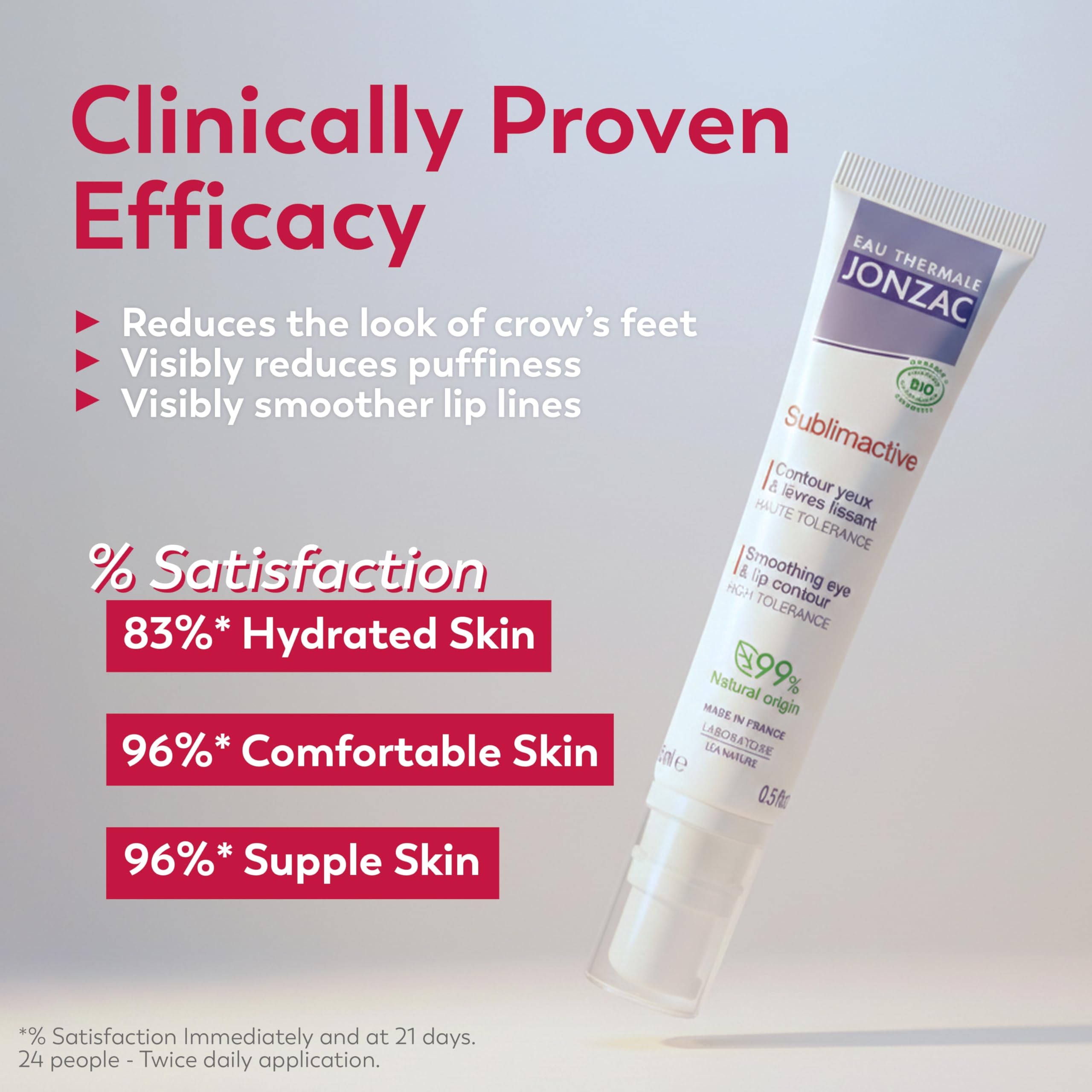 JONZAC Sublimactive Organic Eye & Lip Contour Cream – Anti-Aging, Hydration & Puffiness Reduction (0.5 fl oz)