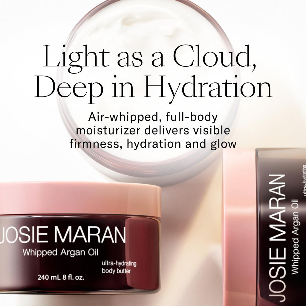 Josie Maran Whipped Body Butter – Argan Oil Hydration, Skin Firming, Fragrance-Free (2 oz)