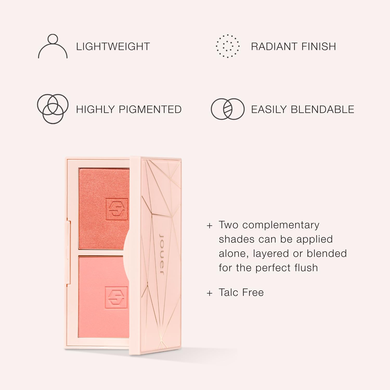 Jouer Blush Bouquet Duo Deluxe Mini Palette – 2 Shade High Pigment, Talc-Free, Cruelty-Free