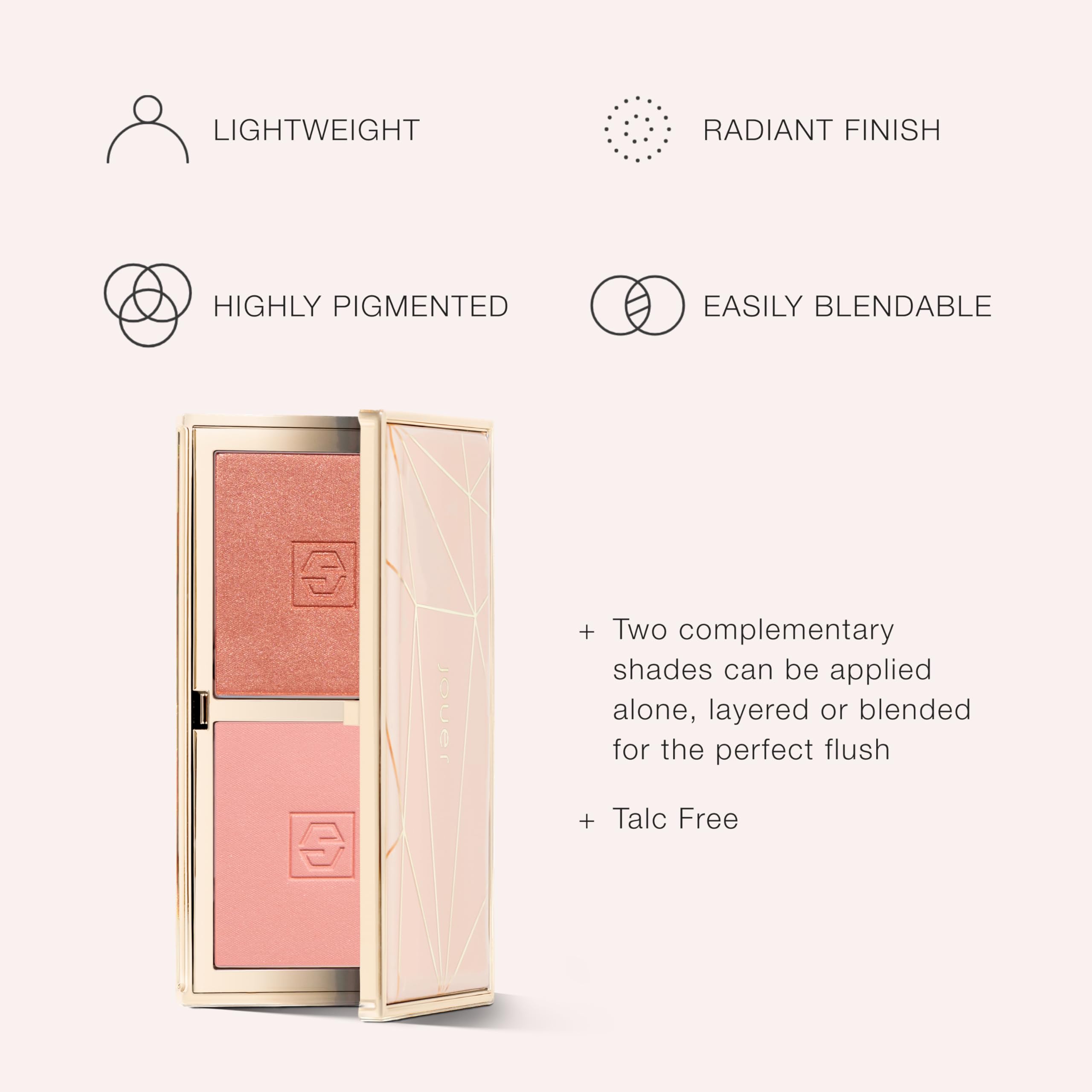Jouer Blush Bouquet Duo: 2-Shade High Pigment Blush Palette with Vitamin E