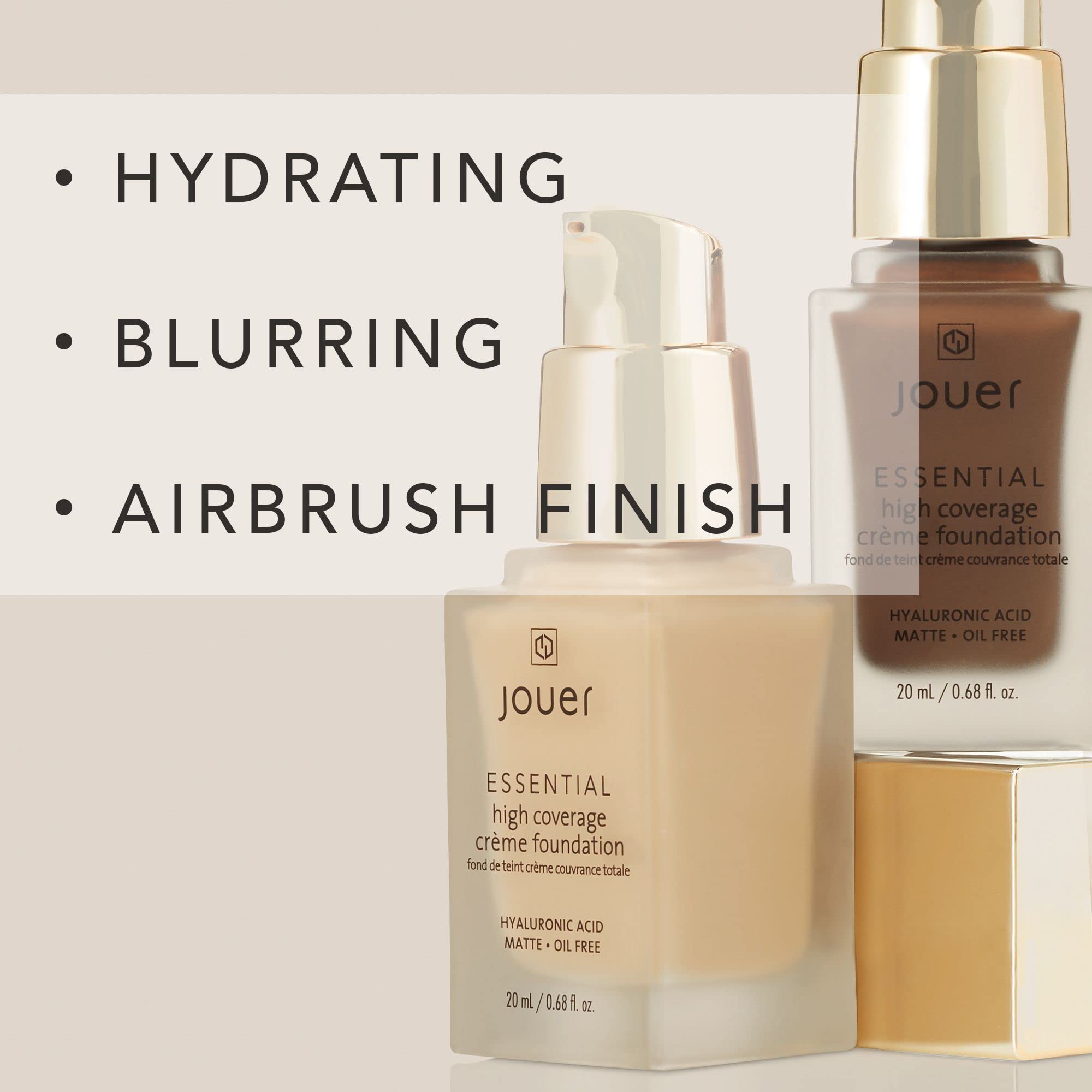 Jouer Essential High Coverage Creme Foundation | 50 Shades for All Skin Tones | Paraben Free, Cruelty Free & Vegan
