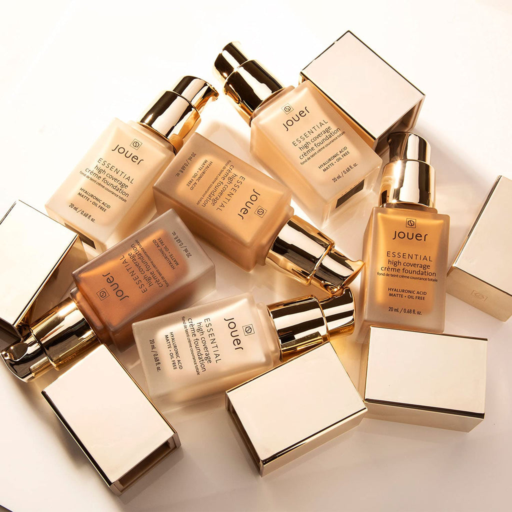 Jouer Essential High Coverage Creme Foundation | 50 Shades for All Skin Tones | Paraben Free, Cruelty Free & Vegan