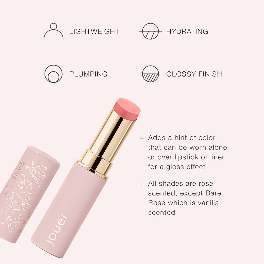 Jouer Essential Lip Enhancer Shine Balm – Rose Tint, Jojoba Oil, Maxi Lip