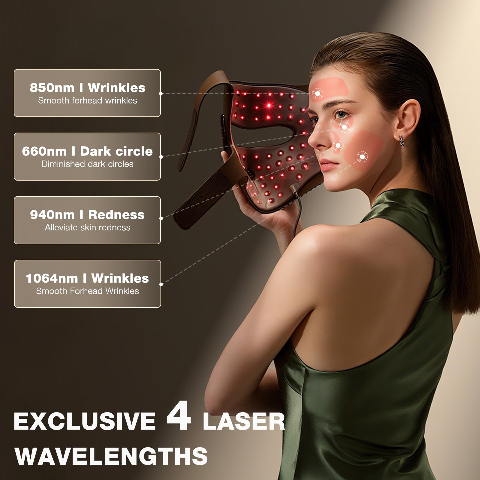 JOVS 4D Laser Light Therapy Mask – 4 Wavelengths, Anti-Aging, Cordless