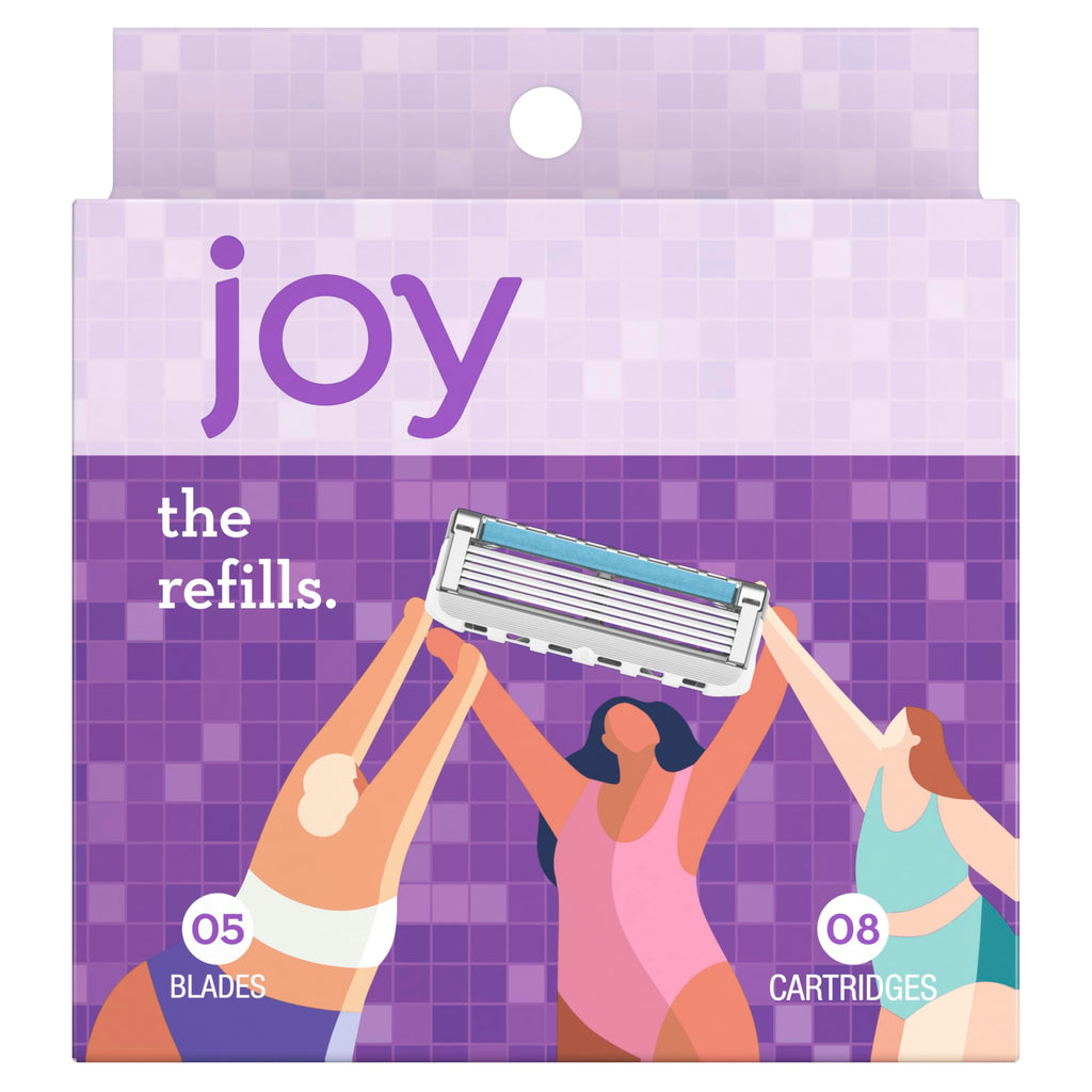 JOY Women’s Razor Blade Refills - 8 Count (Purple) with Lubrastrip