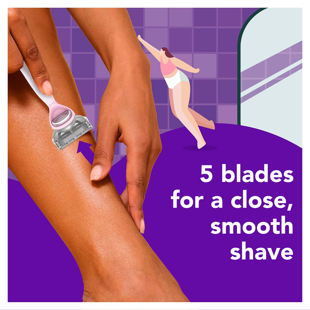 JOY Women’s Razor Blade Refills - 8 Count (Purple) with Lubrastrip