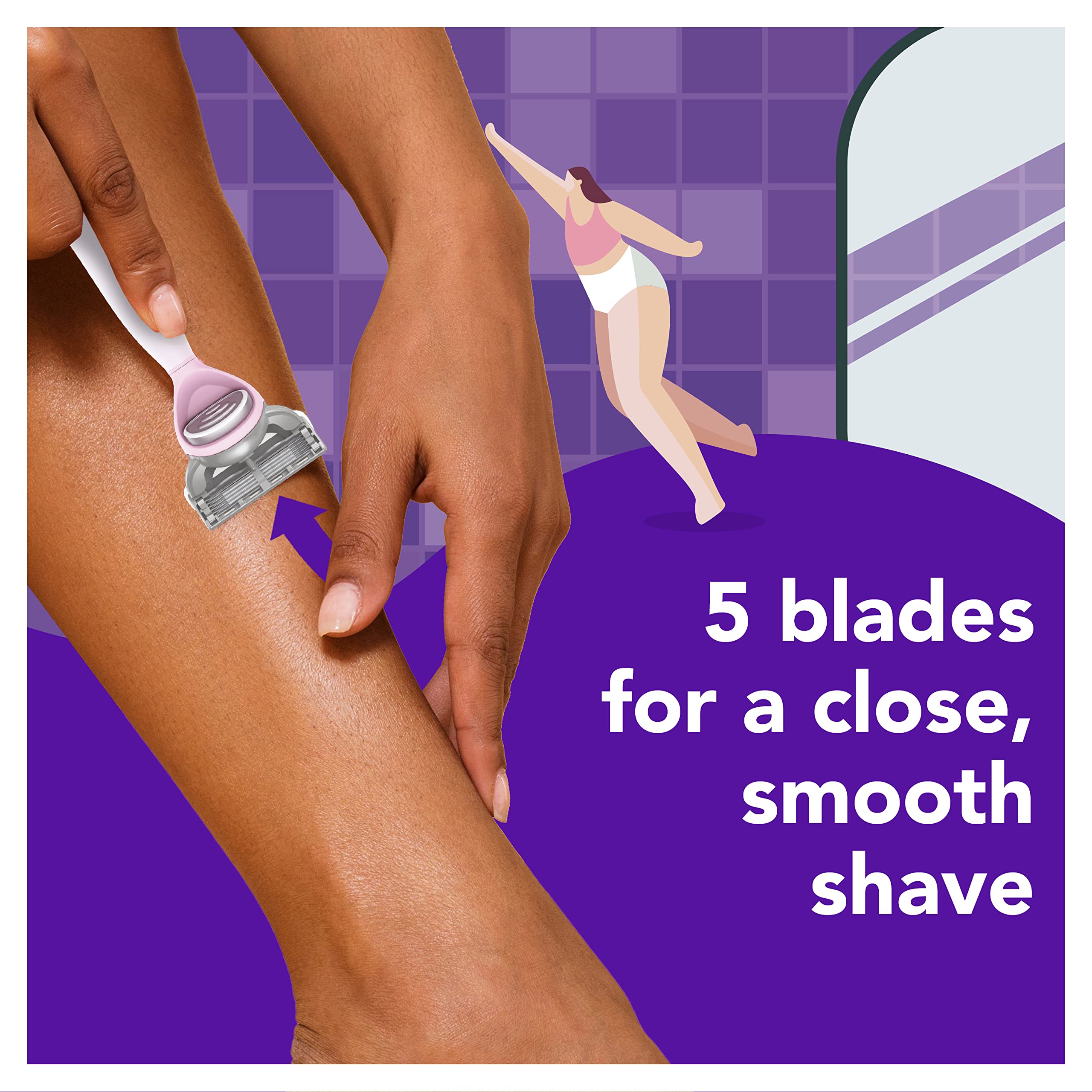 JOY Women’s Razor Blade Refills - 8 Count (Purple) with Lubrastrip