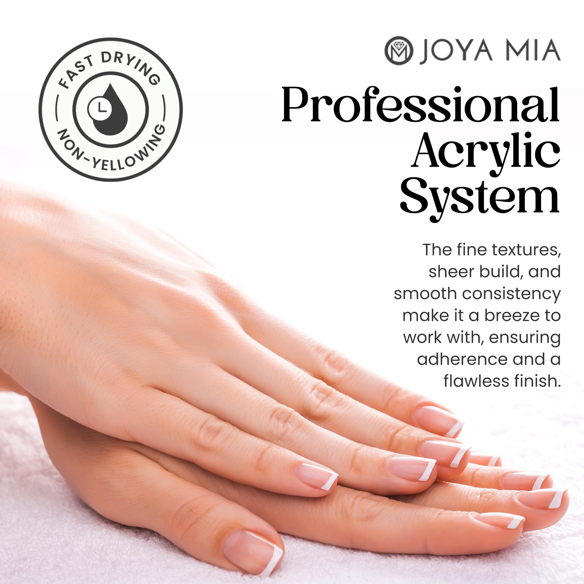 Joya Mia Acrylic Nail Powder – MMA-Free, Superior Adhesion, Diamond Clear (8 oz)