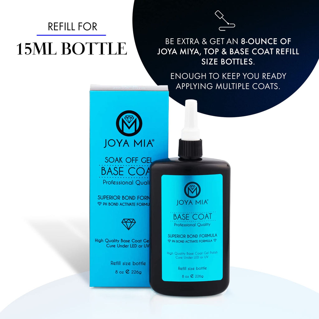 JOYA MIA Base Coat Gel Polish – Premium Nail Primer for Acrylic & Gel Nails (8 oz Refill)