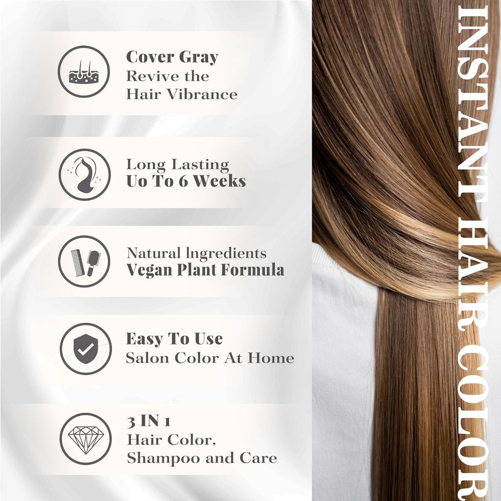 Joyful Young Chestnut Brown 3-in-1 Hair Dye Shampoo – Semi-Permanent, Ammonia-Free
