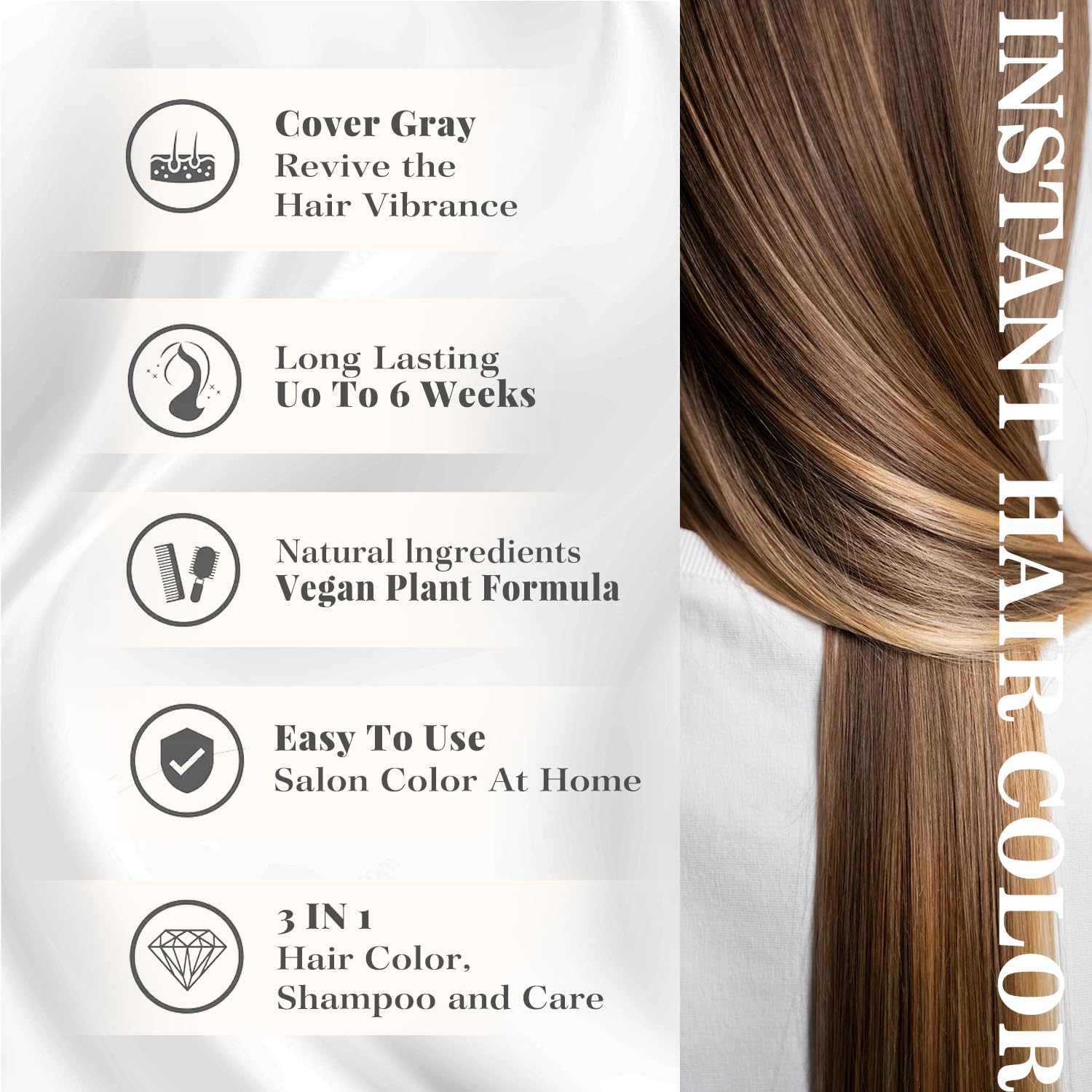 Joyful Young Chestnut Brown 3-in-1 Hair Dye Shampoo – Semi-Permanent, Ammonia-Free
