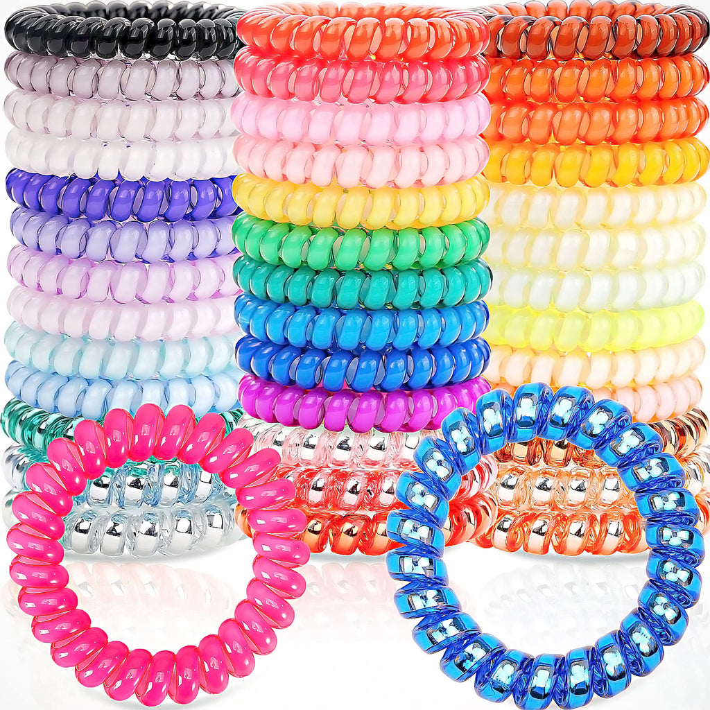 JOYOYO 40 Pack Spiral Hair Ties – Waterproof TPU Hair Coils for All Hair Types